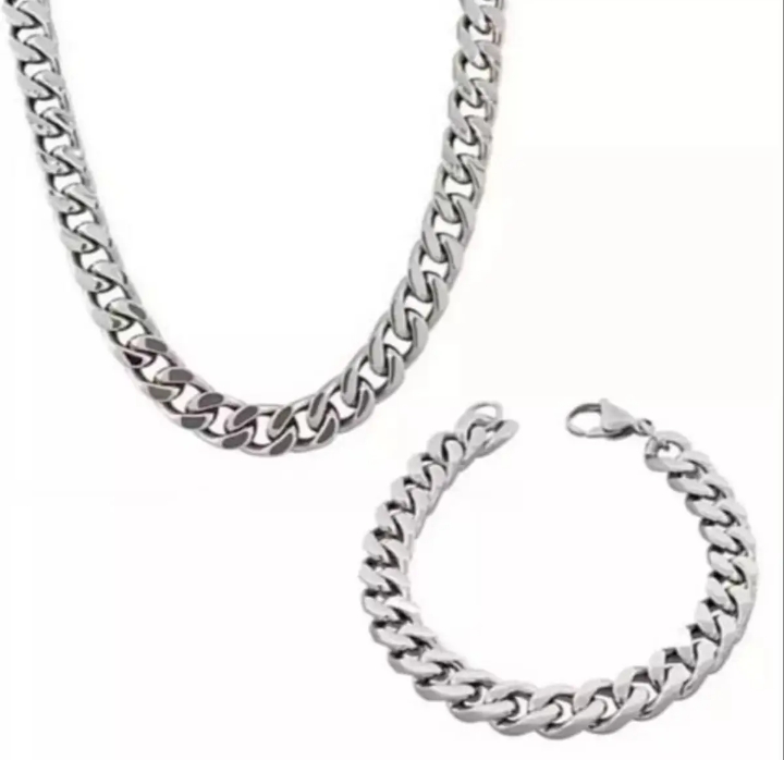 Pair Of 2 Pure Silver Neck Chain With Free Bracelet For Girl & Boys