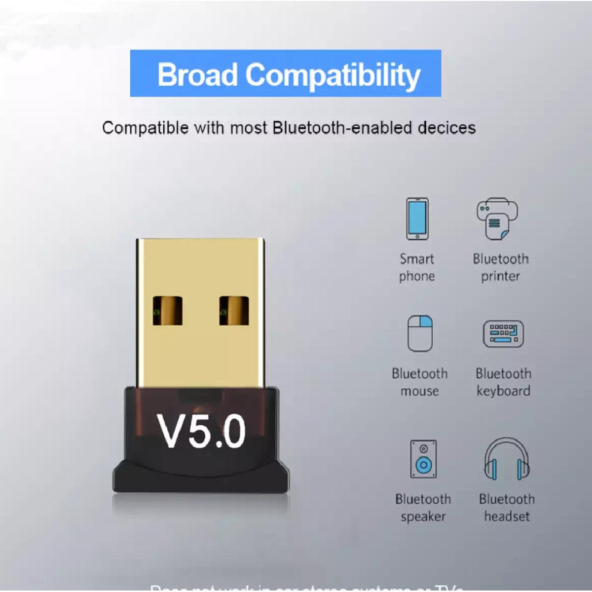 MIni Usb 5.0 Bluetooth Dongle - Bluetooth 5.0 Adapter For PC / Laptop without CD of Driver