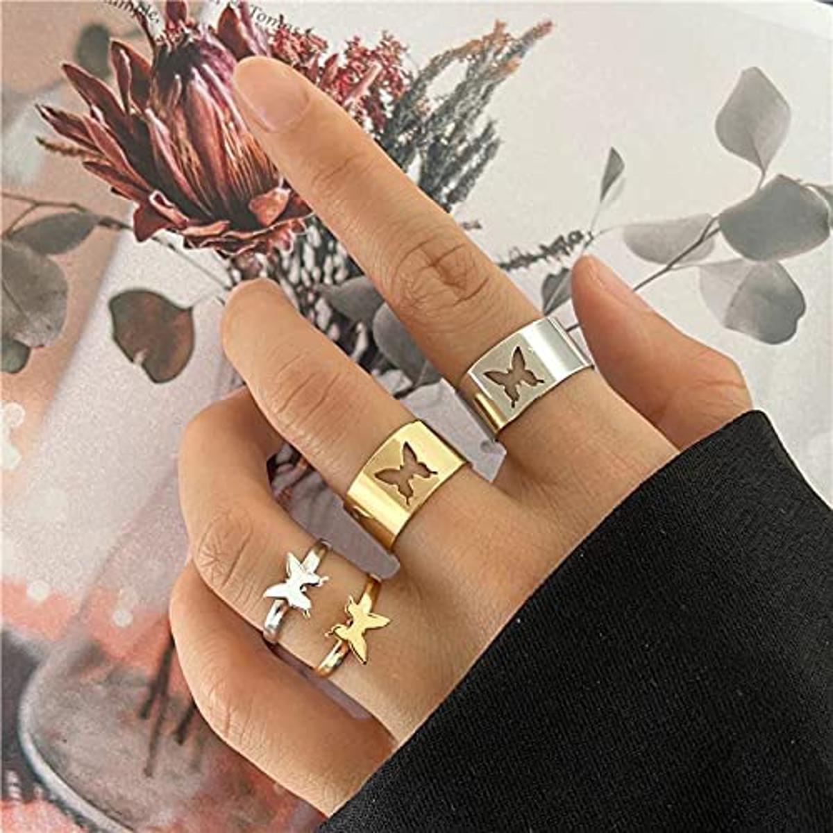 Trendy Butterfly Rings for Men & Women | Gold Butterfly Ring Adjustable Silver Ring Promise Ring