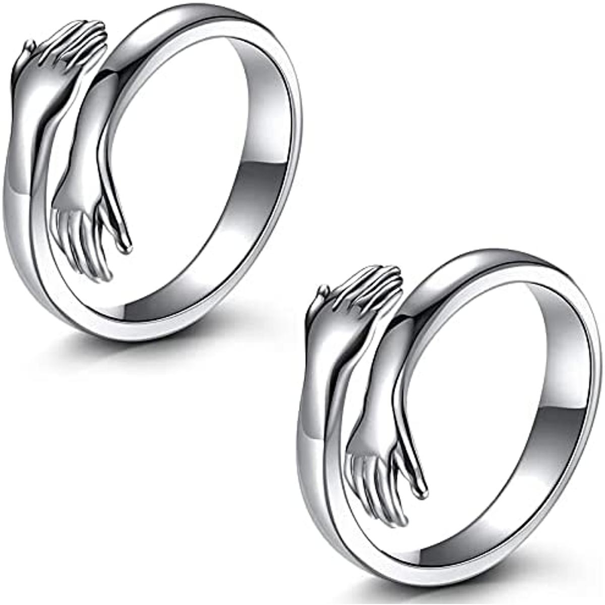 Love Hug Open Ring Finger Ring Unisex Adjustable Valentine's Day Ring Jewelry Gift wedding rings engagement rings