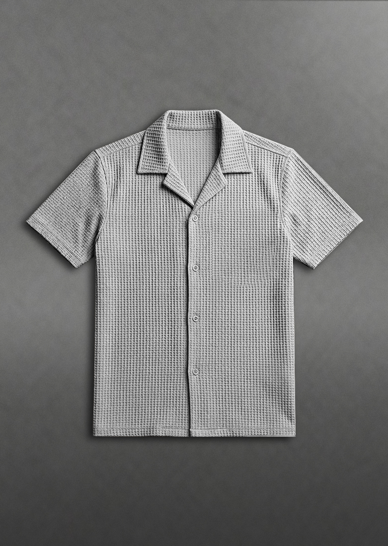 Soliches - Grey Waffle Knitted Shirt for Men
