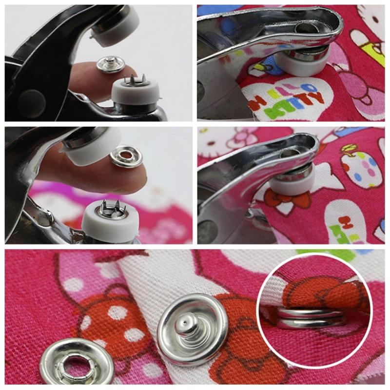 Plier Pressing Button Press Studs Pliers 9.5mm Metal Sewing Prong Rings Buttons Clip Pliers DIY Clothes Tool for Sewing Leather Rivets Bags Clothes Metal Sewing Prong Ring Buttons for Clothes Plier Pressing Ring Metal Button