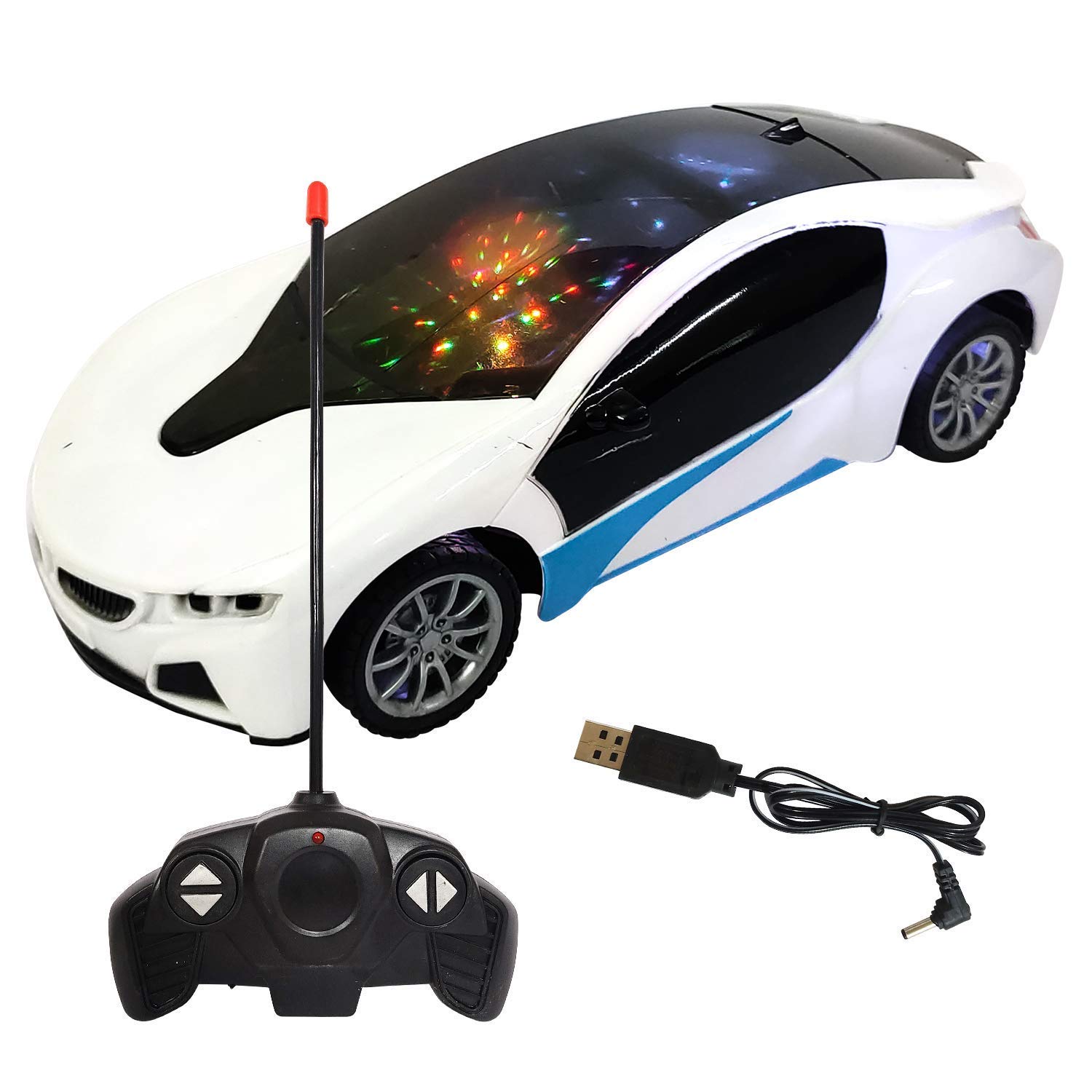 Rechargeable Remote Control High Speed 3D Famous Car with 3D Lights Full Functions Turns Left Right Forward And Reverse Wireless Remote High Speed For Kids 1:22 Scale