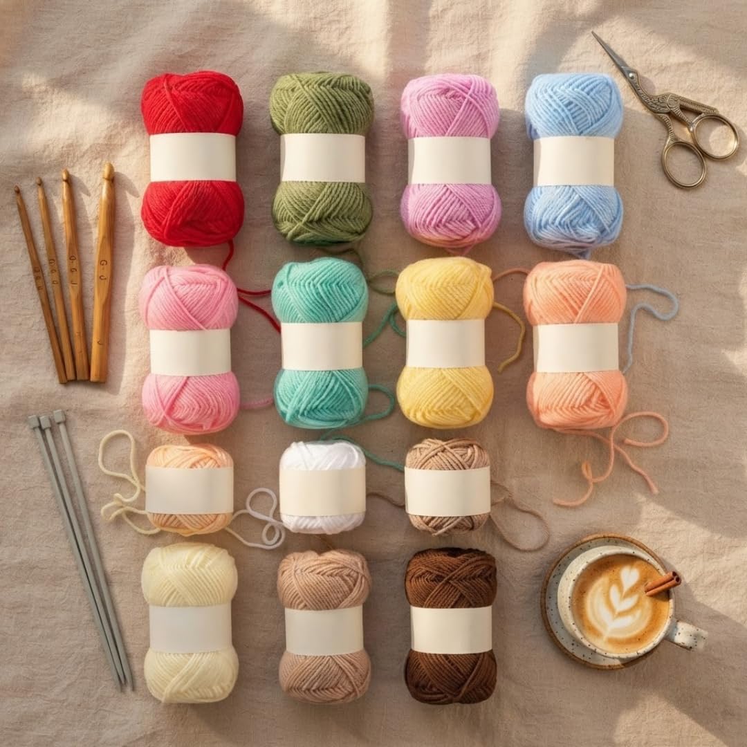 1 x Multicolor Wool Yarn Set for Knitting & Crochet, 12 Rolls x 12g Soft Woolen Yarn Thread, Beginner Friendly, DIY Crafts, Amigurumi, Hand Knitting, Crochet Projects, Embroidery, Toys, Garments, Flowers, Hobby Projects, Home Decor