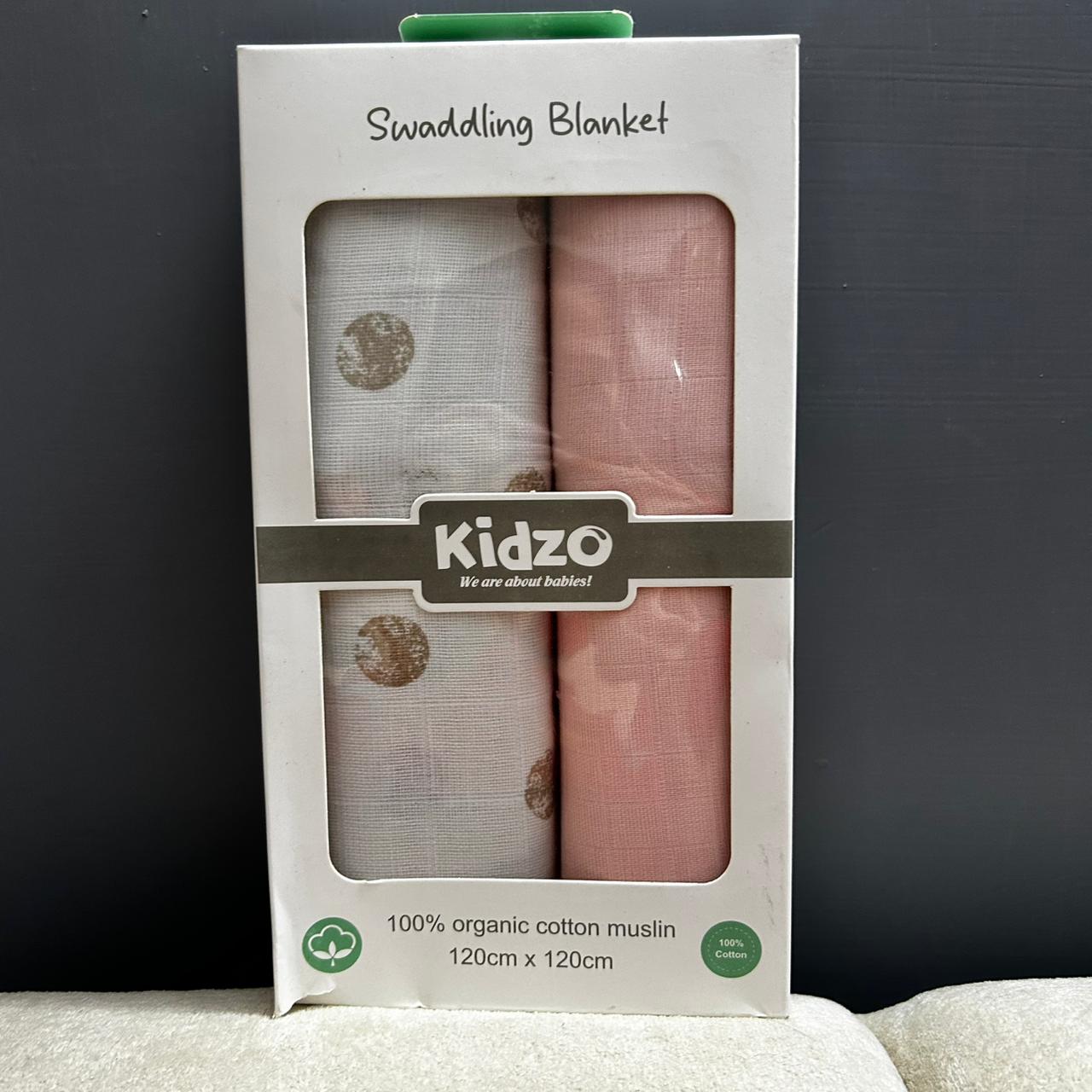 Kidzo 2-Pack Organic Cotton Muslin Swaddles | Lightweight, Breathable Baby Wrap & Stroller Cover | Blanket  (48 X 48) Inches
