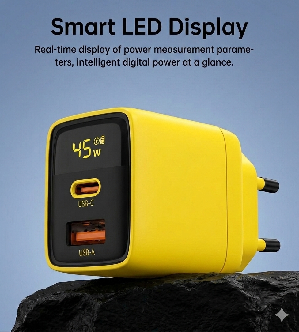 Display FlashCharge 3.0 Fast Charger | USB Fast Charging Adapter | EU 2-Pin - Quick Charge 4.0 - NOT Super Fast Charging - Wall Charger - All android phones supported Charger By Cloudify.pk