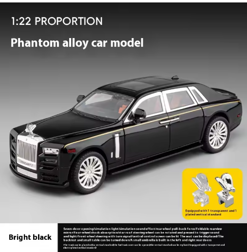 1/22 Rolls-Royce Phantom(Mansory Edition) Luxury Alloy Diecast Model Car – Premium Metal Body – Opening Doors with Soft-Close Style – Luxury Interior – Steering & Suspension – High-Detail Collectible Display Car for Boys & Men