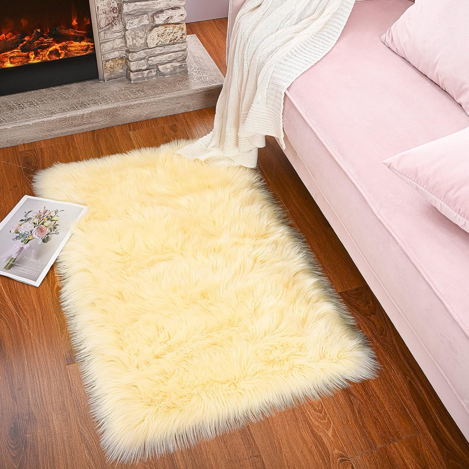 Faux Sheepskin Rug Grey Sheep Foot Door Mat Rug 24inch x 39inch