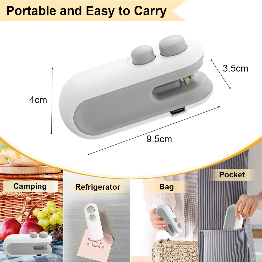 Mini seal machine – USB Rechargeable 2 in 1, Portable Handheld Heat Sealing Machine for Food Storage, Snacks, Chips, and Plastic Bags keeping it fresh – Magnetic, Vacuum sealer with Built-in Cutter (Multicolor)"