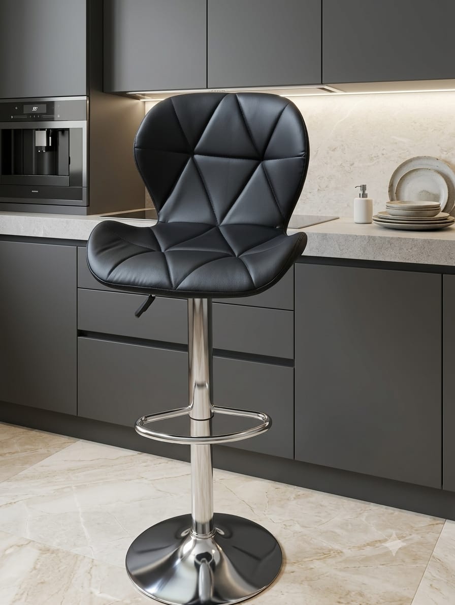 bar stool, luxury cushion butterfly shape bar stool, adjustable height kitchen dining stool with Padded seat and Metal frame, Comfortable high chair