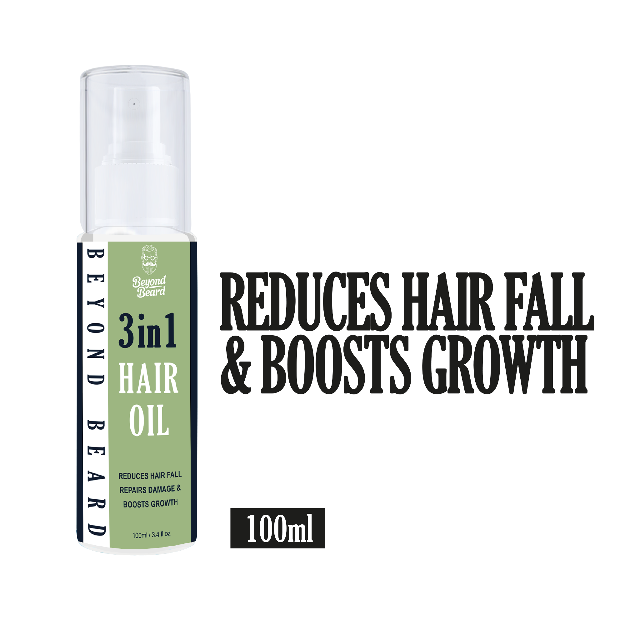 Beyond Beard 3 in 1 Organic Hair Oil – Hair Oil for Long Hair Growth, Hair Fall Control, Dandruff Care  Herbal Hair Oil for Black Hair & Styling