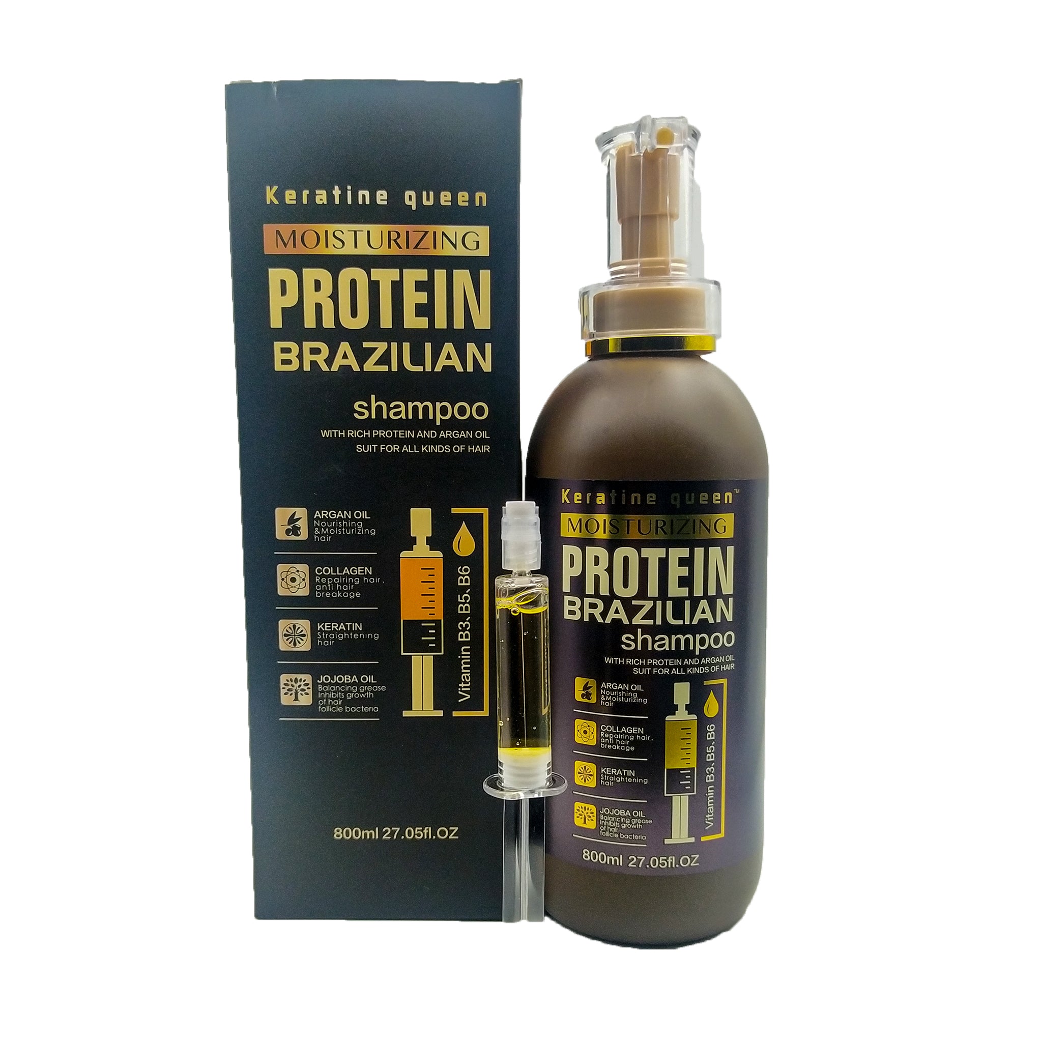 Keratin Queen Moisturizing Protein Brazilian Shampoo Silicon & Paraben Free 800ml