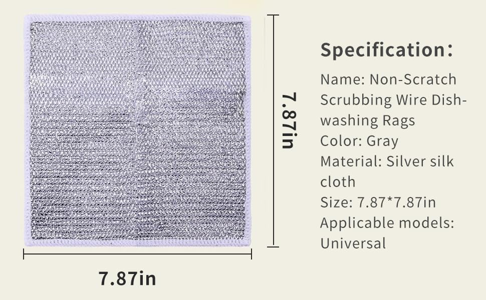 5 Pack Wire Dishwashing Rags - Multipurpose Wire Dishwashing Rags For Wet And Dry Non-Scratch Wire Dishcloth, Multifunctional Kitchen Cleaning Cloths For Dishes, Sinks, Counters, Stove Tops