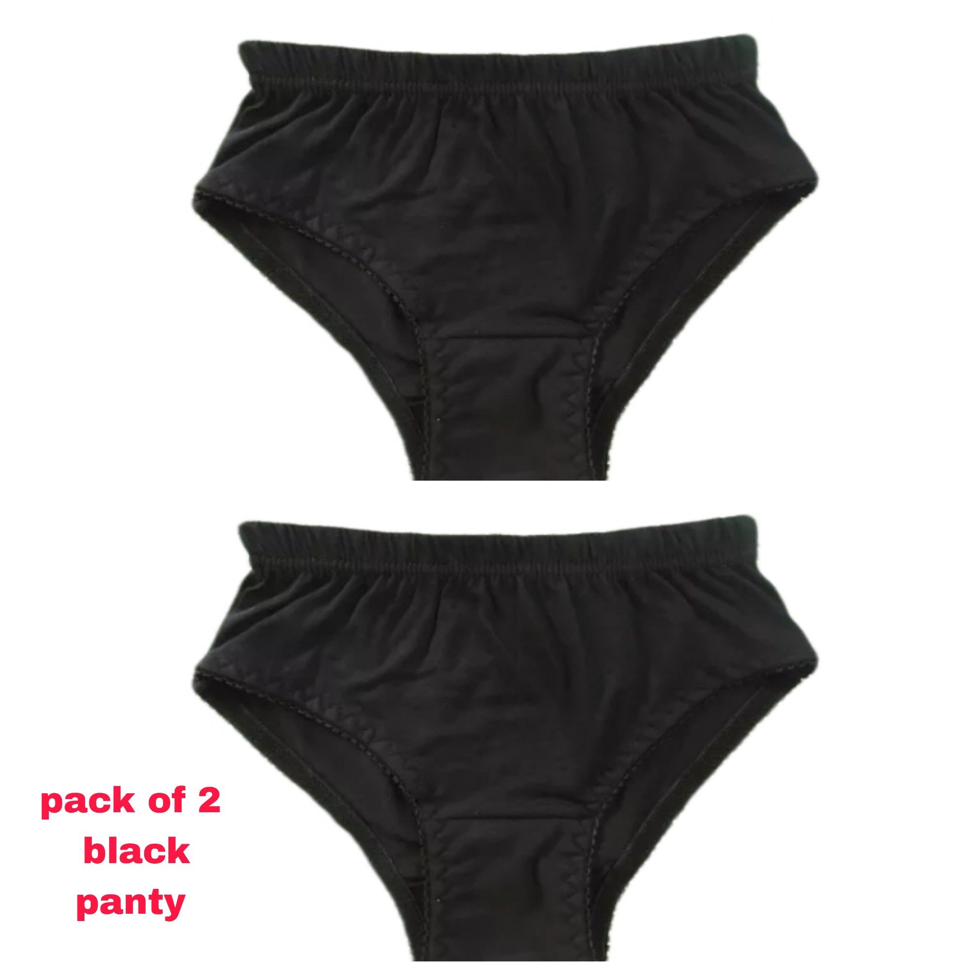 Pack of 2 Cotton Black Panties for Girls & Women, Adjustable, Soft, Daily Wear