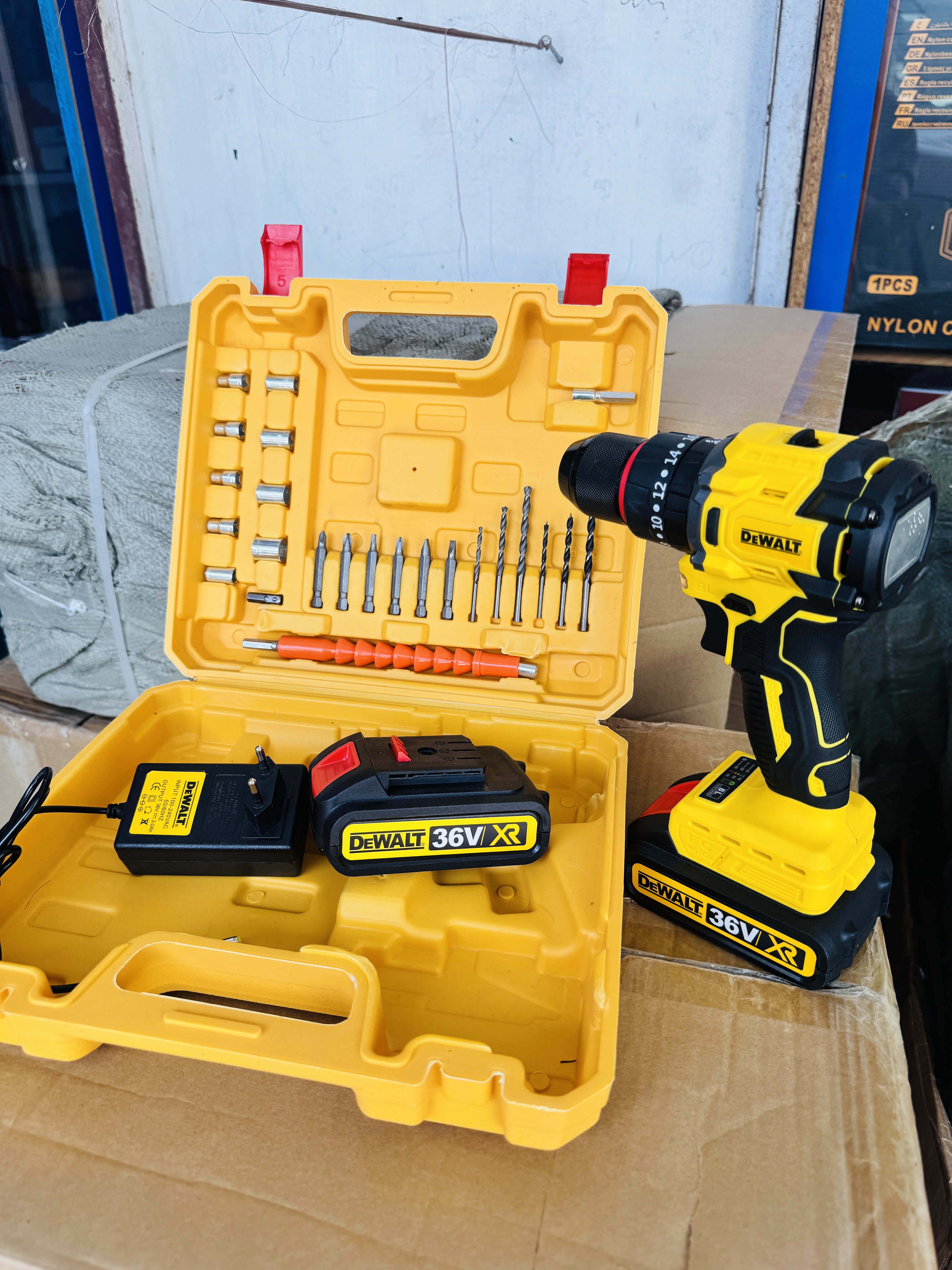 Imported 28 Pieces Drill Machine Comfortable Grip, High-Power, Drilling Machine tools With Reverse Function Slow Fast Speed Electric Screw Driver Function Electric Air Blower Tool kit Hand Tools With - Pure 100% Copper