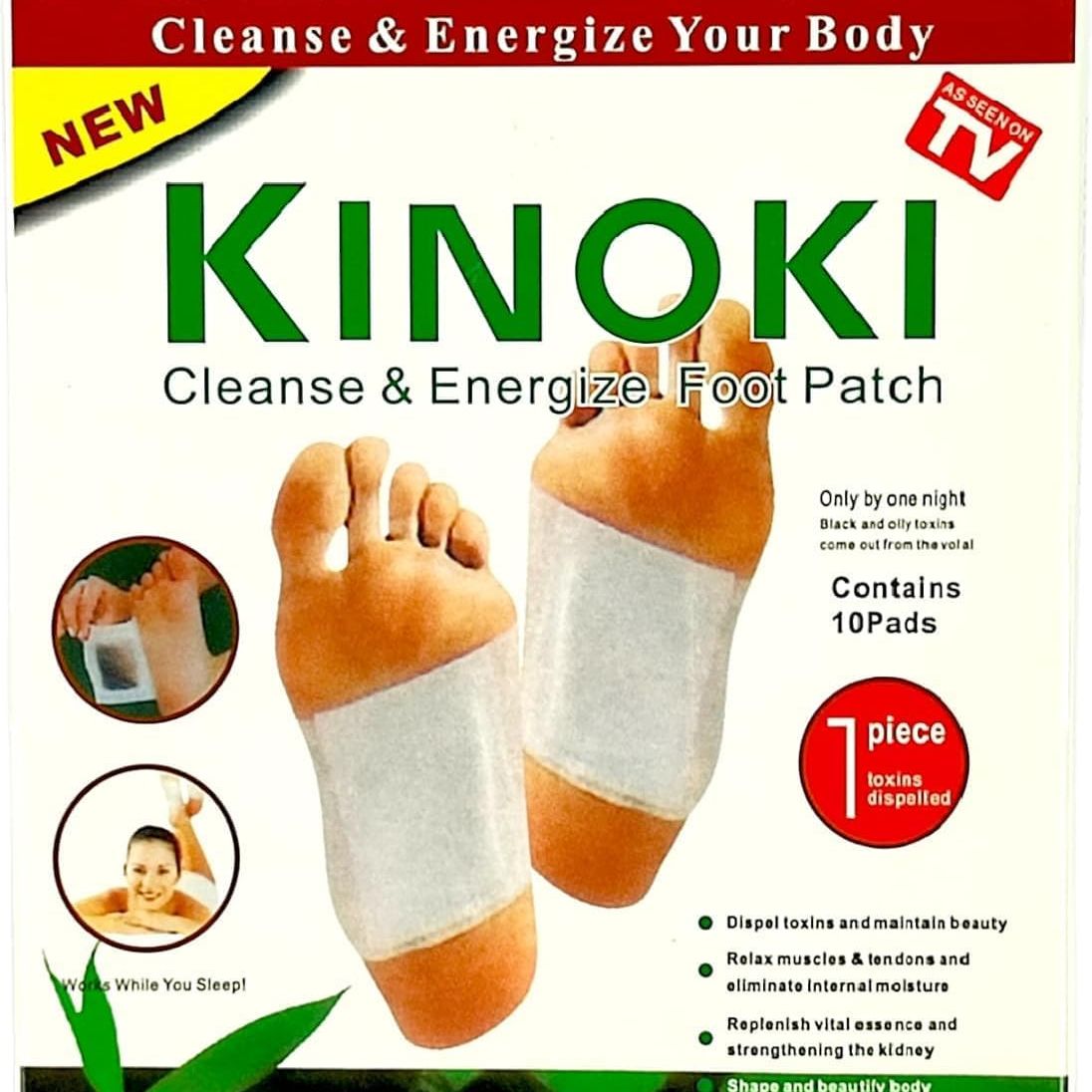 KINOKI Men & Women Natural Cleansing 10 Pcs Organic Weight Loss Detox Foot Patches Medicine Unwanted Toxins Remover Fatigue Leg Shaper Adhesive Pads for Foot Care, Sleeping