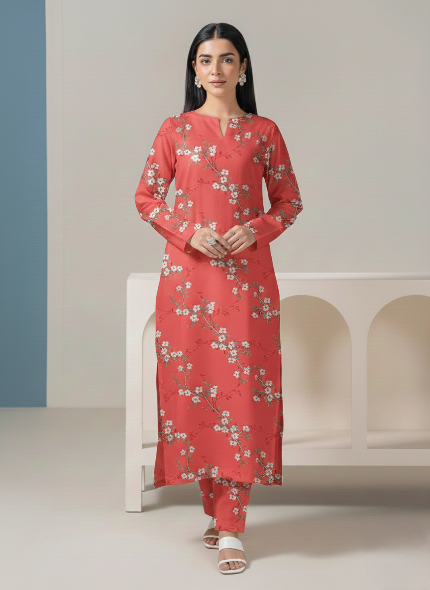 Cotton Digital printed 2PC Suits / Frock, Tunics - Unstitched Fabric - Winter collection
