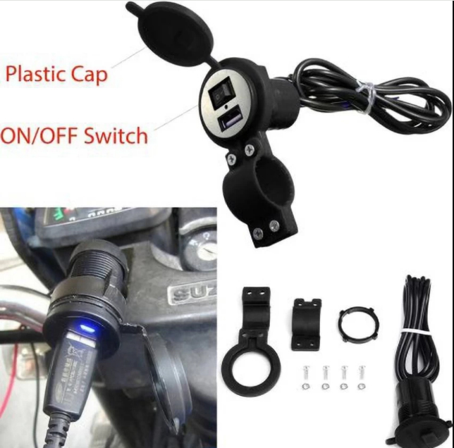 Universal Mobile Phone charger Compatible with All Mobiles For Bike. Multicolor