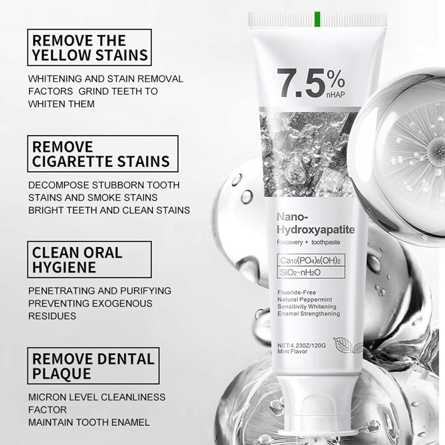 Holydeer Nano Hydroxyapatite Toothpaste | Fluoride Free Enamel Repair & Remineralization | Teeth Whitening Toothpaste | Anti Cavity & Tooth Sensitivity Relief | Gum Protection | Natural Tooth Paste for Sensitive Teeth | Adults & Kids | Fresh Breath