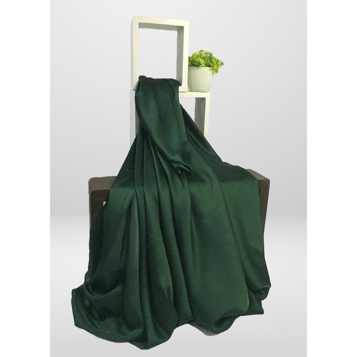 Inayat Arts Plain Shamose Silk in Bottle Green color used for inners, shirts, blouses, and womens fashion design dresses.