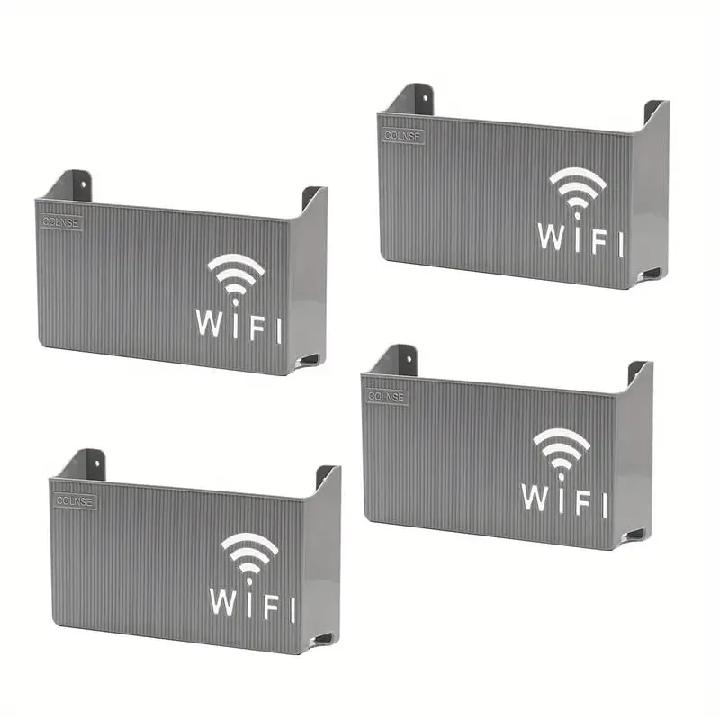 Wireless Wifi Router Shelf, Wall-mounted Cable Power Bracket Organizer, Router Wall Hanging Rack, Game Console Box, Self Adhesive Storage Rack, ABS Cable Organizer Box, Socket Power Cord Storage Shelf, Home Office Wall Organizer Management