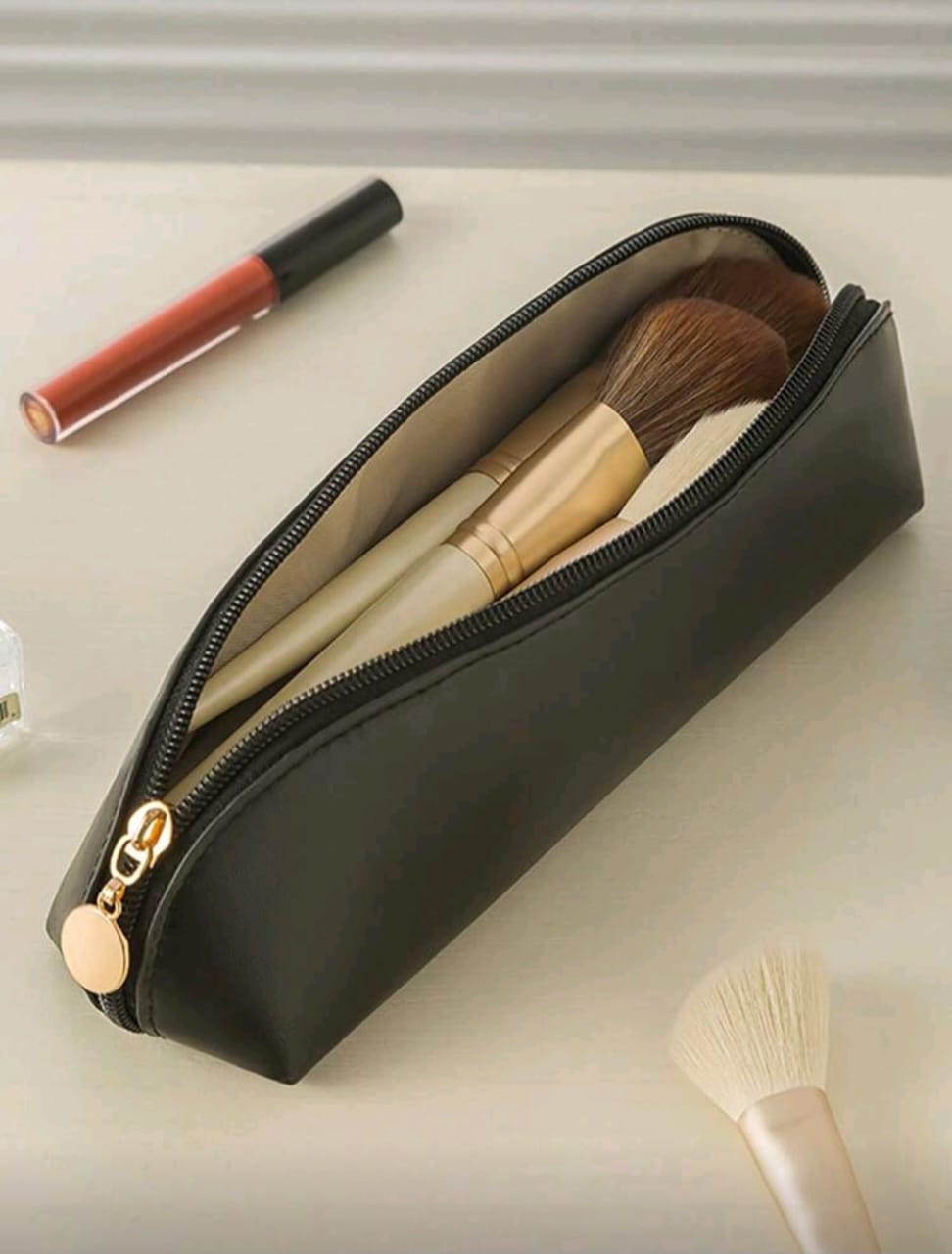 Minimalist Makeup Bag – Portable Travel Cosmetic Organizer Pouch for Women | Mini Makeup Case, Brush Holder & Storage Bag for Travel Essentials