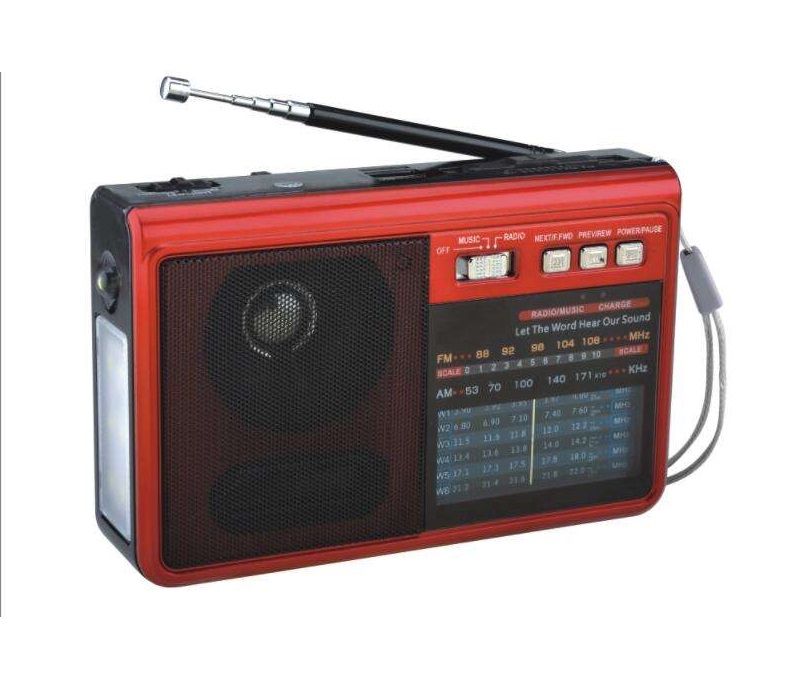AM FM SW1-5 Portable Rechargeable Radio With USB TF Mp3 Music Player and LED Light Torch Speaker
