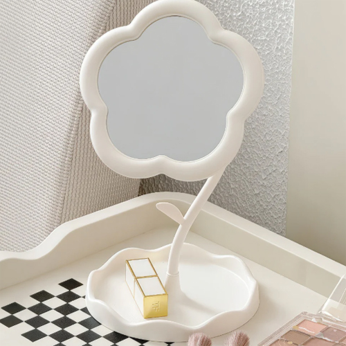 Random Color Desktop Table Stand Cosmetic Mirror With Rotatable Flower Style Make Up Stand Mirror