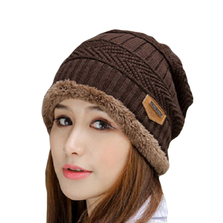 Winter Beanie Hat, Warm Knit Cap with Fleece Lining, Thick and Comfortable for Women