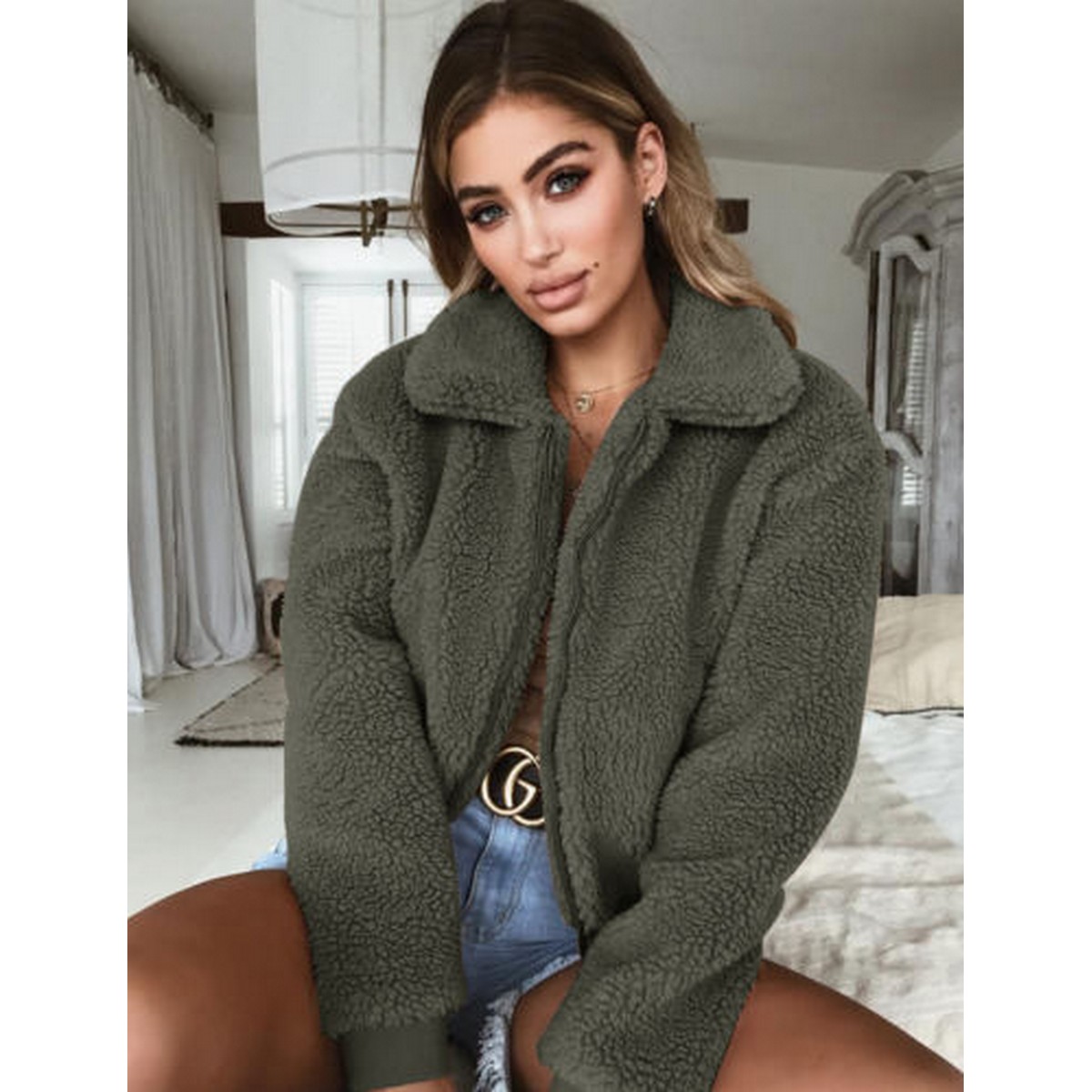 Jacket Zip Up Oversize Outwear Coats 