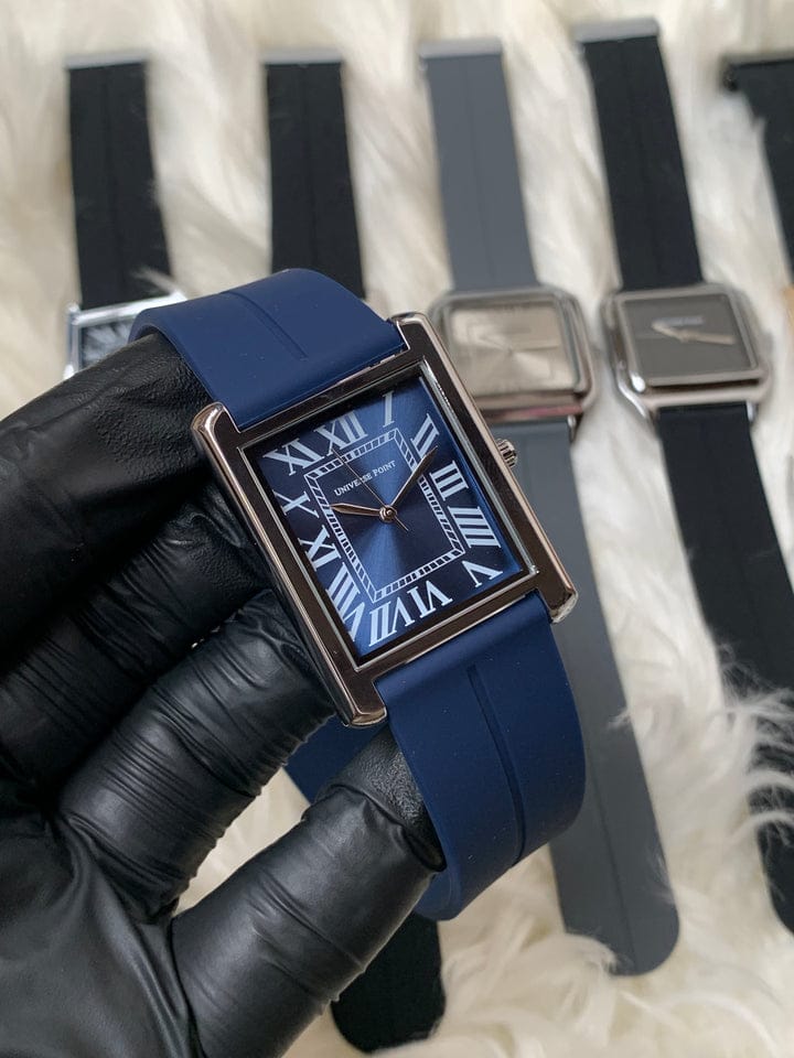 Leather Strap Watch For Men's – Stylish Fashion Quartz Silicone Soft Rubber PU Strap Waterproof Belt - Elegant Business Watches for Boy's in Rectangular Shape Dial Analog Old Money Time Classic Vintage Look For Men With Golden & Silver Case