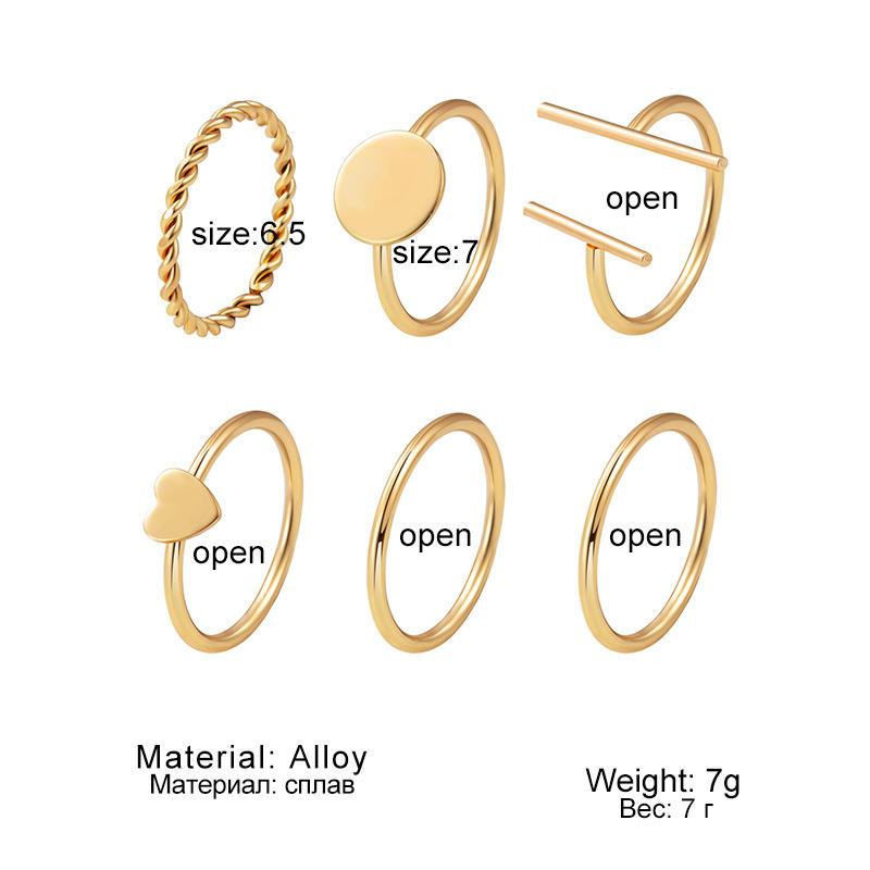 6 Pcs Rings Set for Girls Rose Gold Stylish Simple Mid Finger Ring Best Gift For Girls High  Quality Set of 6 Rings Universal size Korean Style ring set, rings sets