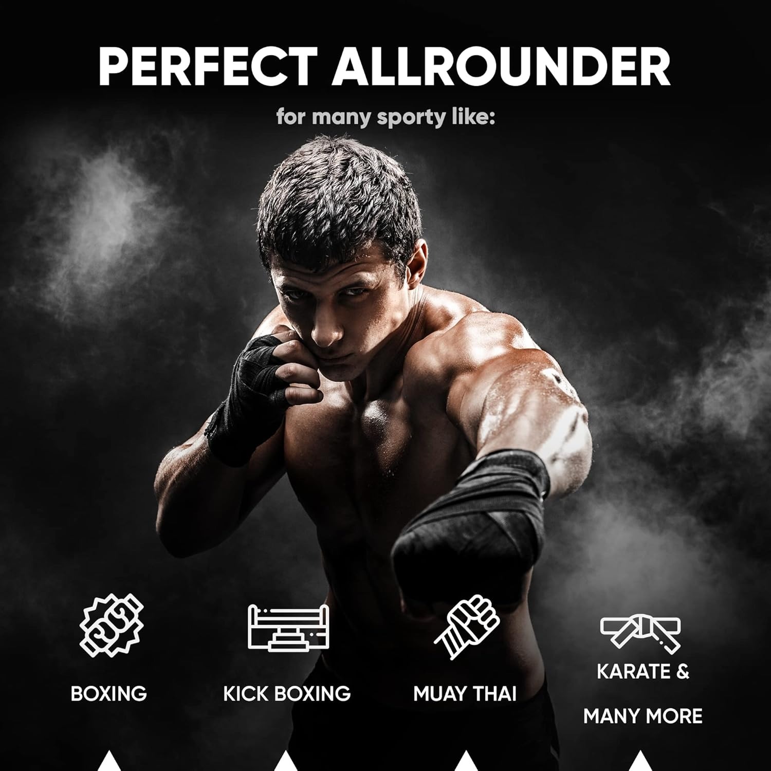 Boxing Handwraps Elastic Hand Wraps with Thumb Loop for Boxing, MMA, Muay Thai & Martial Arts 3M, 4M, 5M