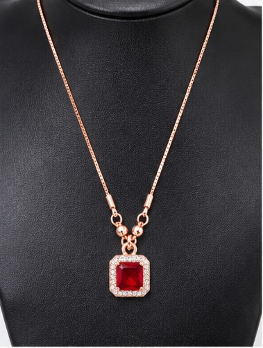 Luxury Rose Gold Square Crystal Pendant For Girls