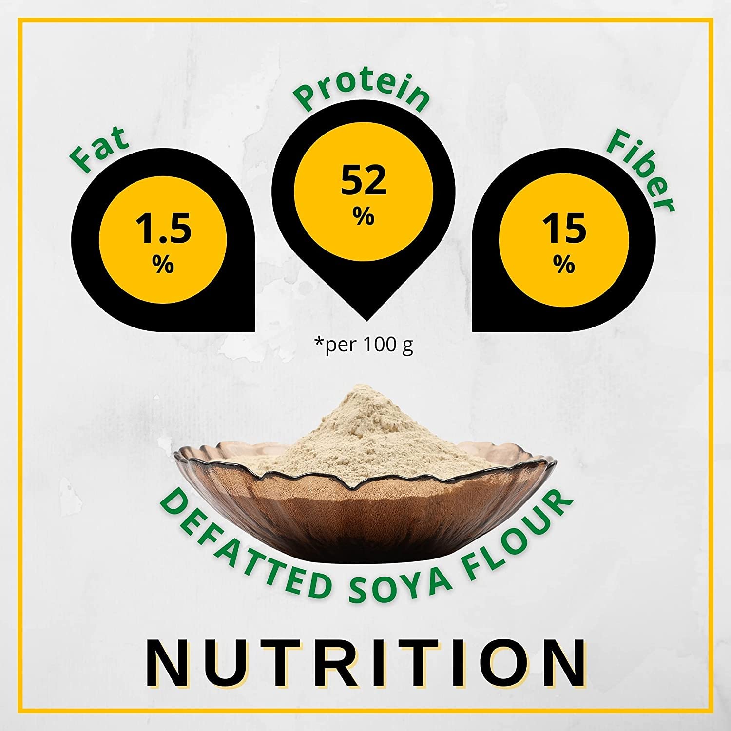 Qonty Defatted Soya Flour | 52% Protein, 1.5% Fat | 8 gm Protein Per Roti | No Preservatives | Gluten Free | Rich in Micro Nutrients (1 Kg)
