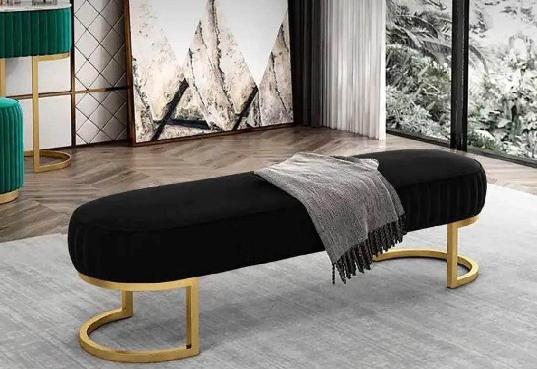 3 Seater Luxury sofa sitting Stool With Metal Stand- sofa Chair Stool customization