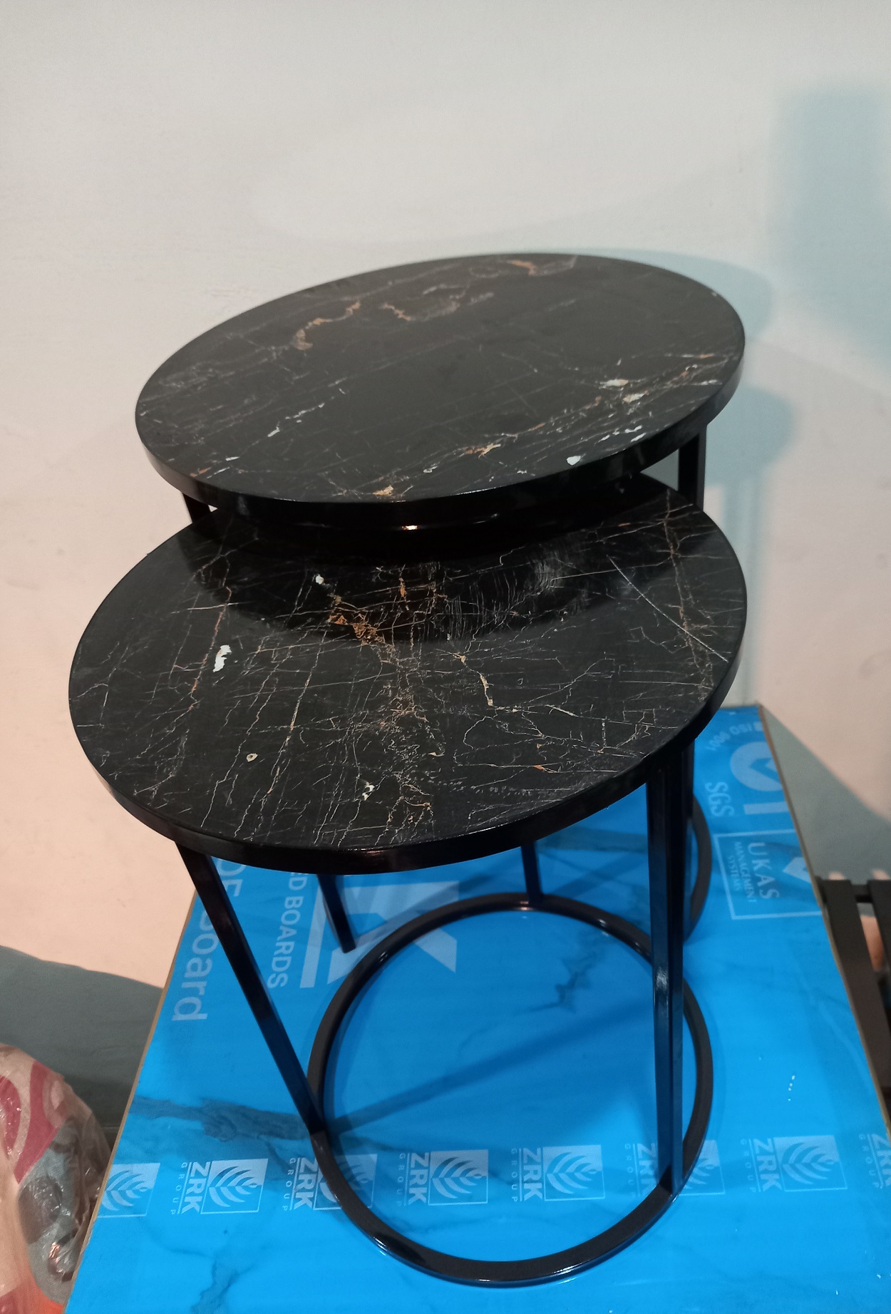 nesting table side table for living room wooden marble texture powder ...