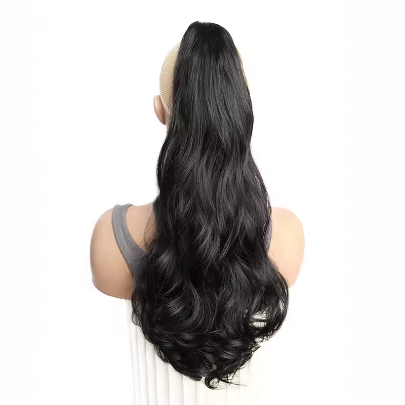 Synthetic Long Straight Claw Clip On Ponytail Hair Extensions 50cm Heat Resistant Pony Tail Hair piece For Women Daily Party