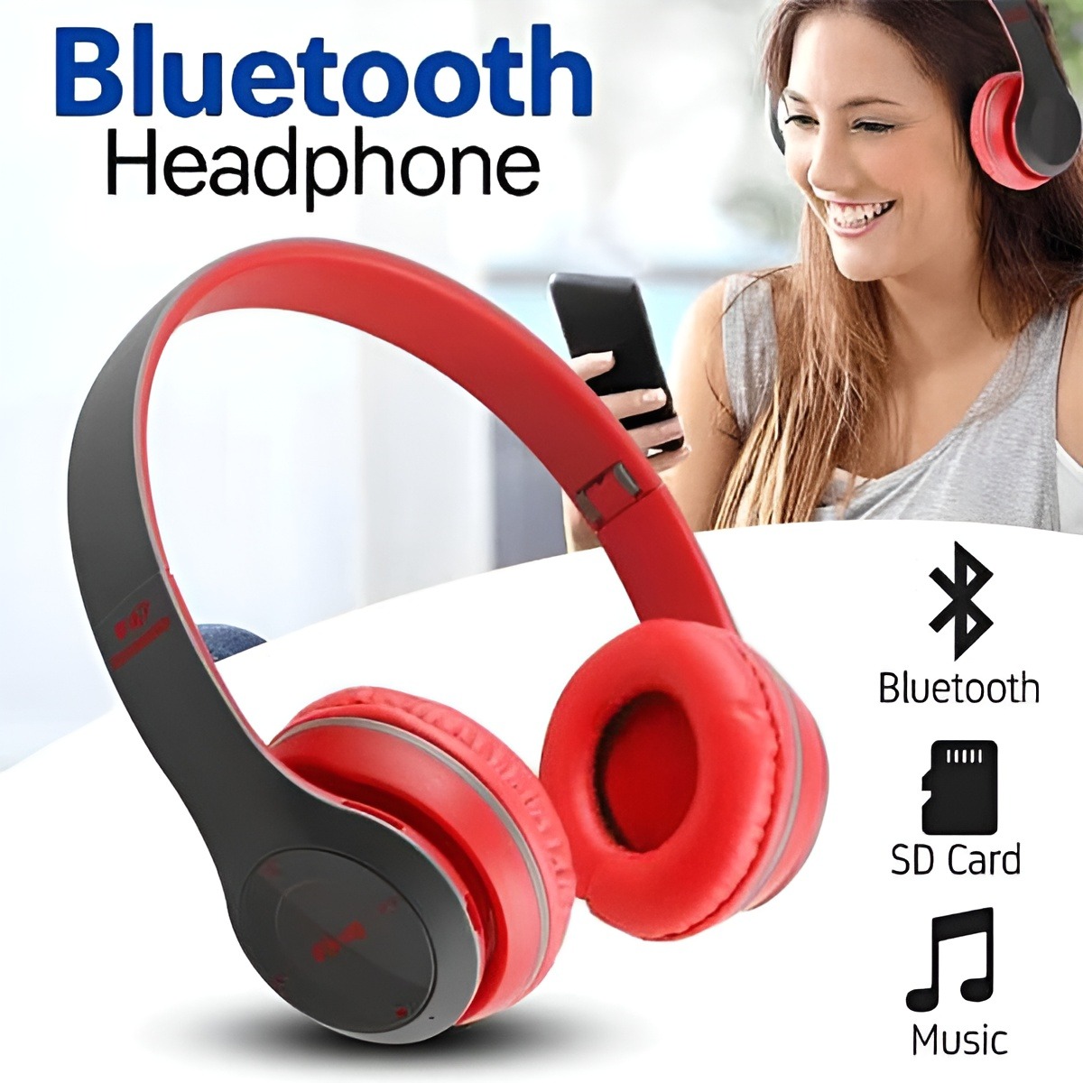 P47 Wireless Bluetooth Foldable Headset With Microphone FOR All cell phones and laptop used