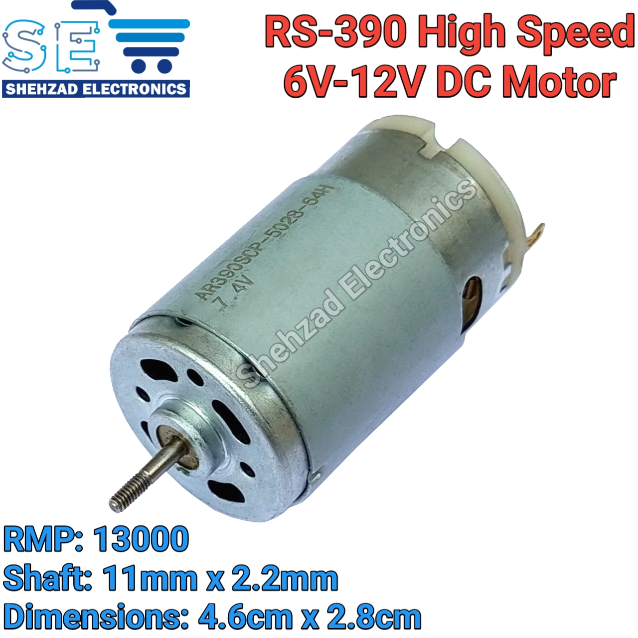 RS-390 High-Speed 6V-12V DC Motor – 13,000 RPM Compact & Powerful Motor for DIY & Robotics