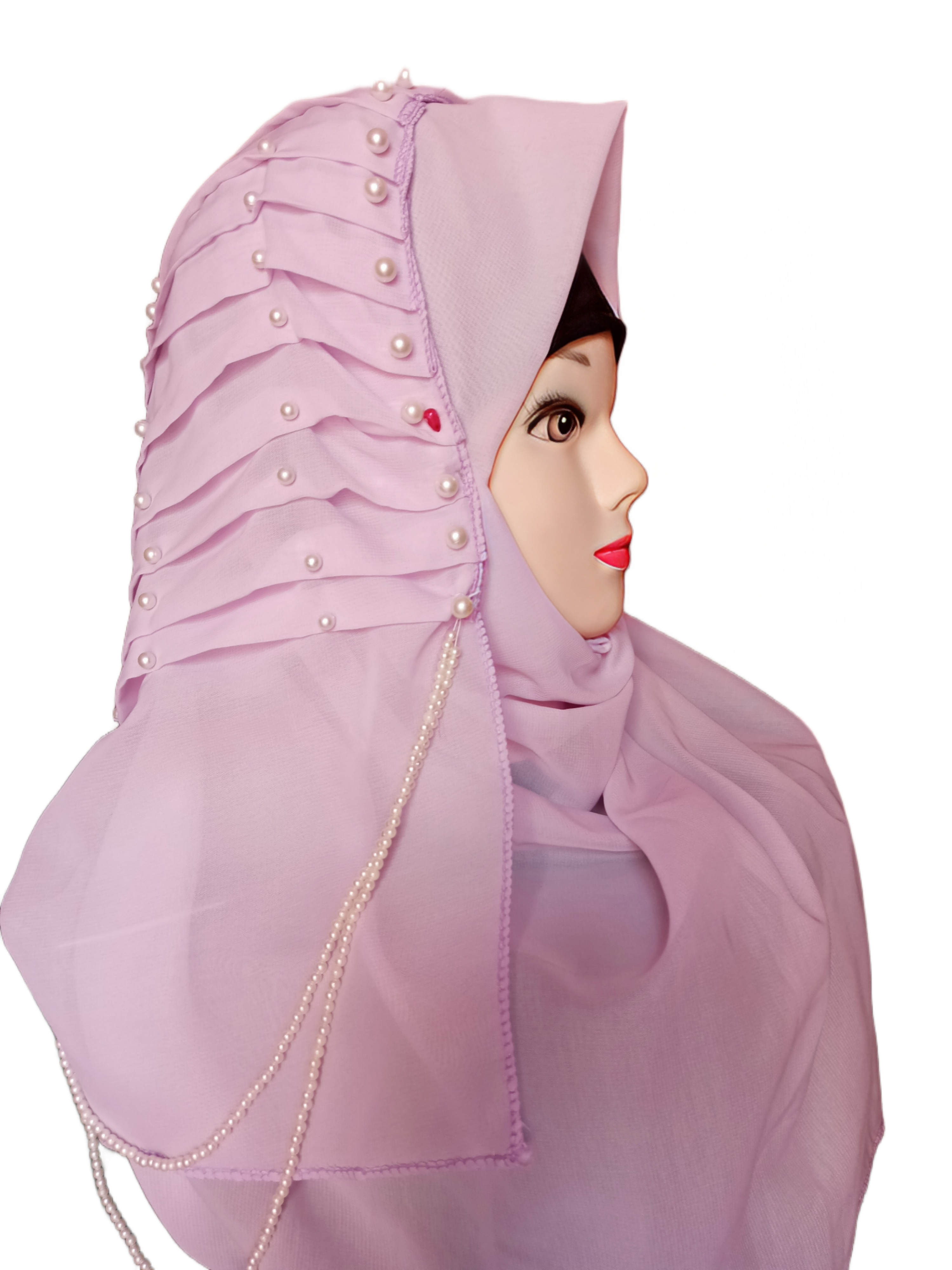 Fancy Hijabs Beaded Tassel Hijab For Girls Solid Color Arab Women Shiny Soft Easy to Wear Turkish Head Wrap Scarf