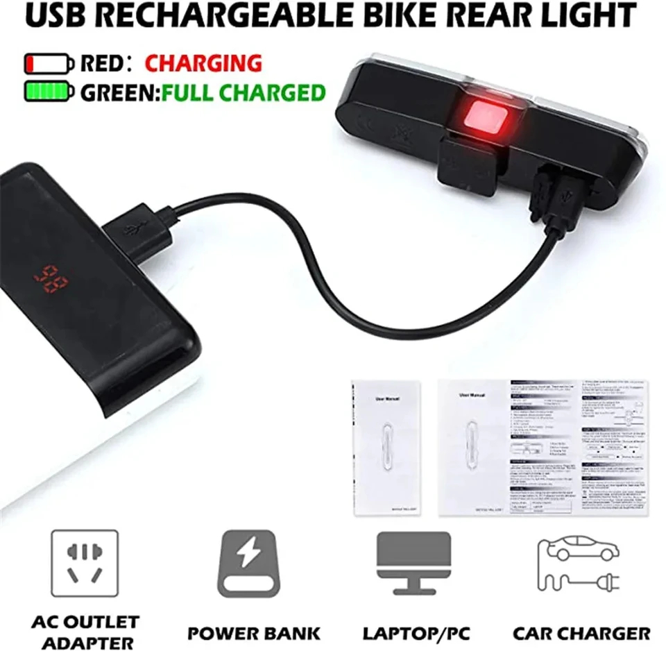 Ultra-Bright Smart Bike Tail Light with USB Rechargeable LED Cycling Safety Rear Lamp for Mountain Bikes - Red/Blue/White