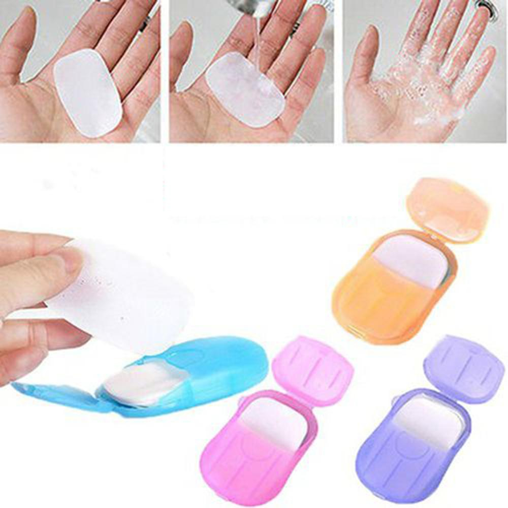 Travel Soap Paper 20pcs Mini Paper Soap Washing Hand Bath Clean Scented Slice Sheets Good for Camping BBQ Hiking Travel or Any Outdoor Activity