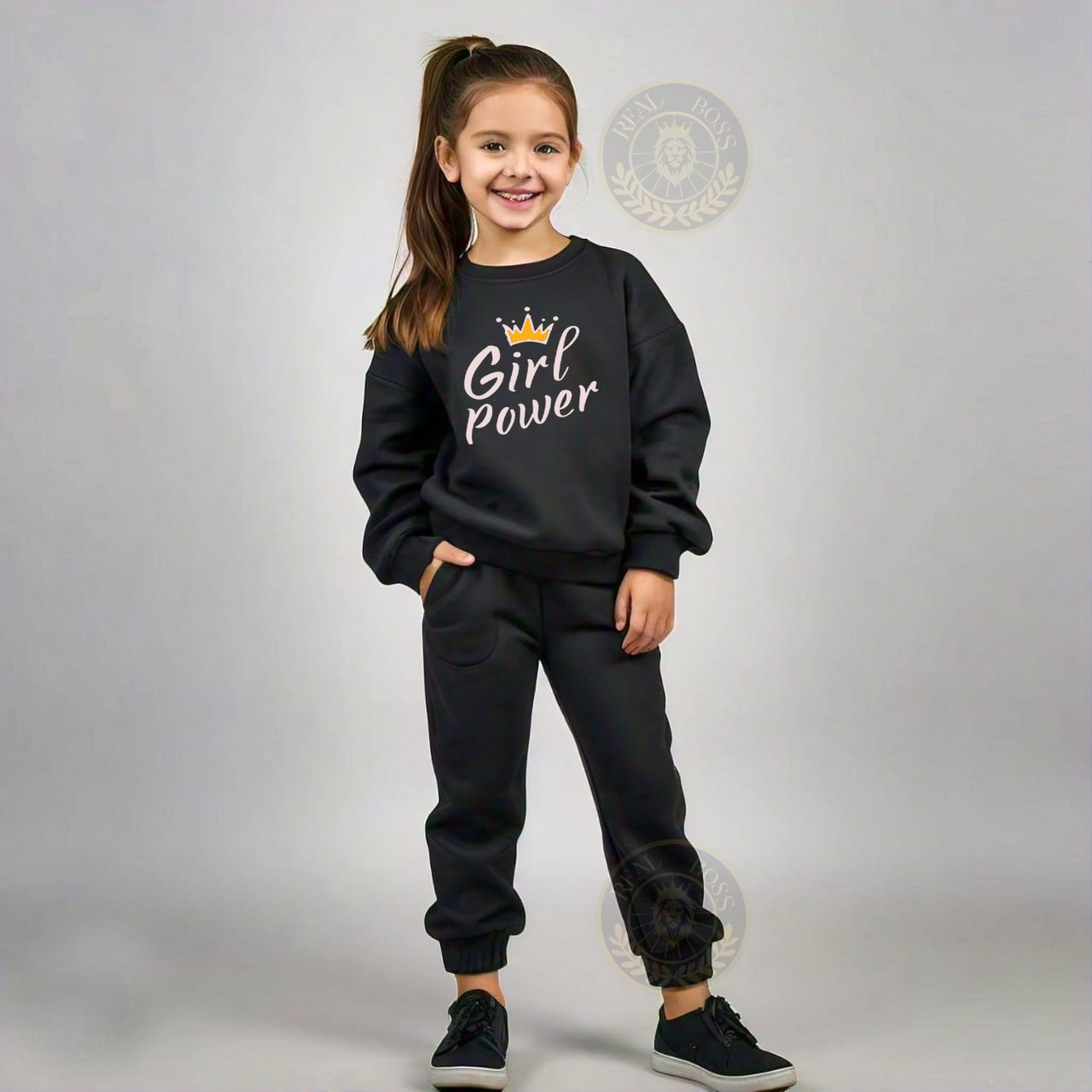 2pcs Preppy Style Outfit, Girl's Sweatshirt & Trousers, Kid's Clothes For Spring Fall Winter