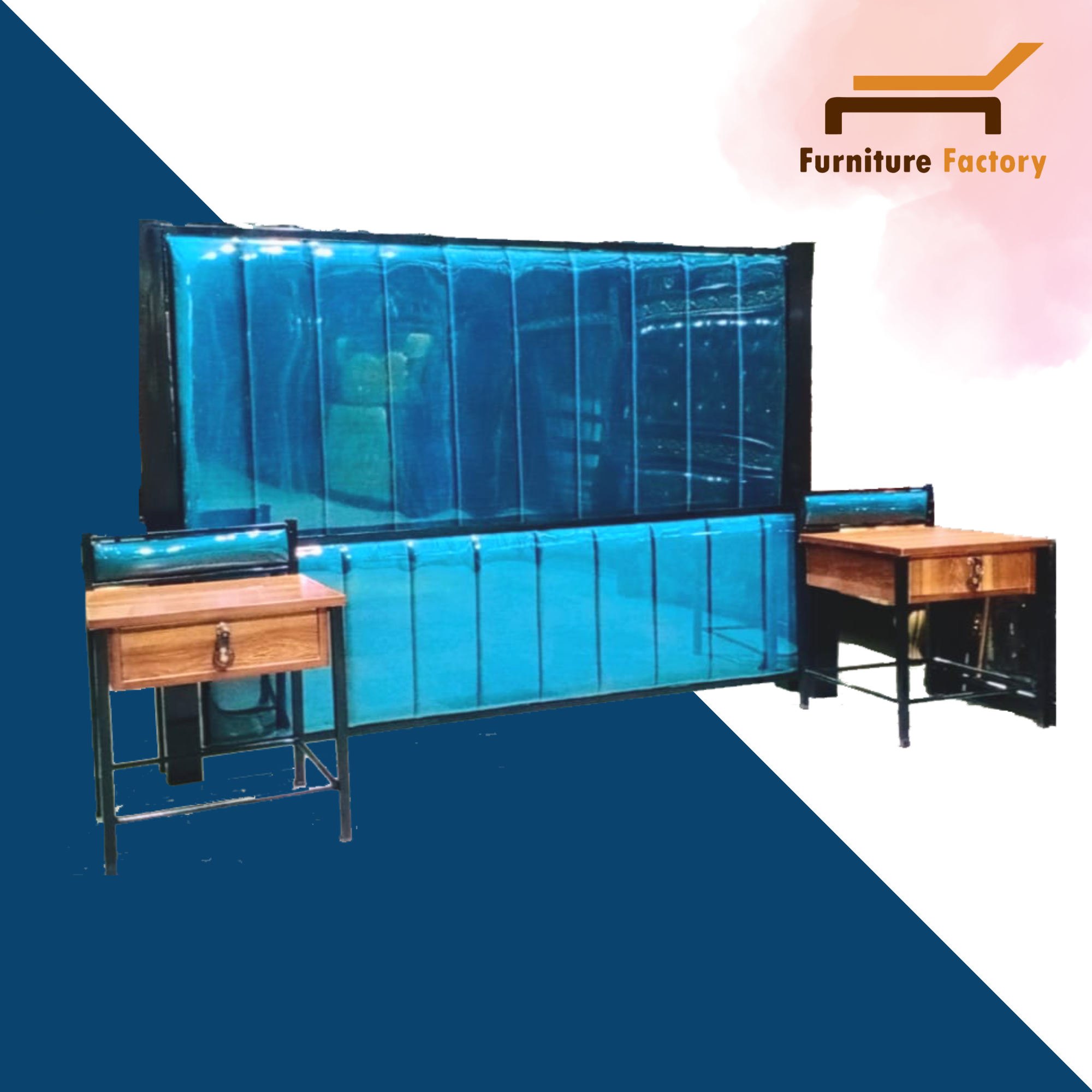 Customized Stylish iron poshish bed without side tables Furniture Factory