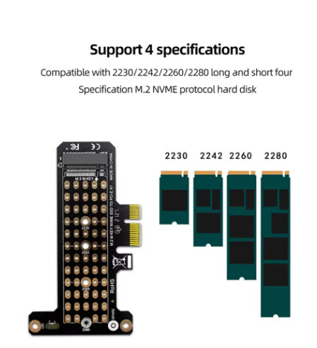 M.2 NVME B&M Key To PCIe 4.0/3.0 X1 x1 X4 x8 x16 interface Adapter Card PC Motherboard For 2230 2242 2260 2280 SSD hard disk