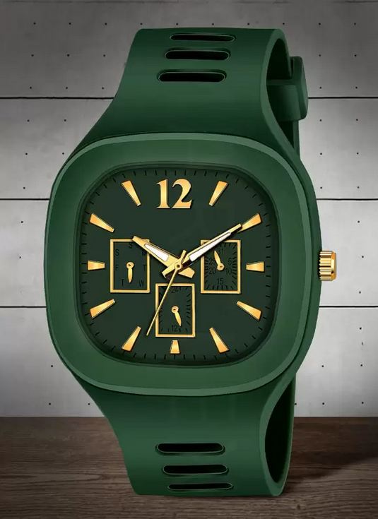 Square Watch for Men Boys Stylish Stainless Steel Analog Quartz Men's