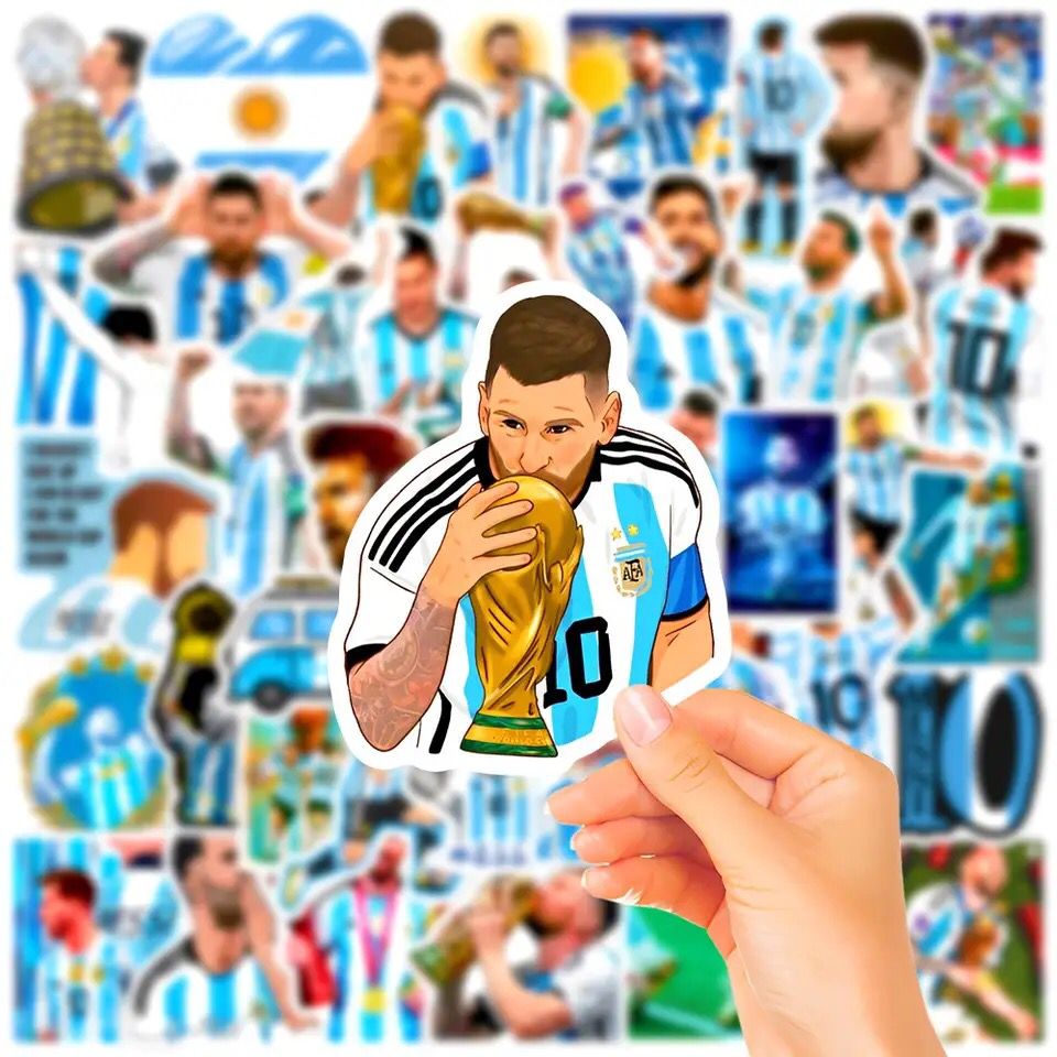 Messi Football Star Sticker Notebook Skateboard Water Cup Waterproof Decoration Graffiti Personality Sticker Toy