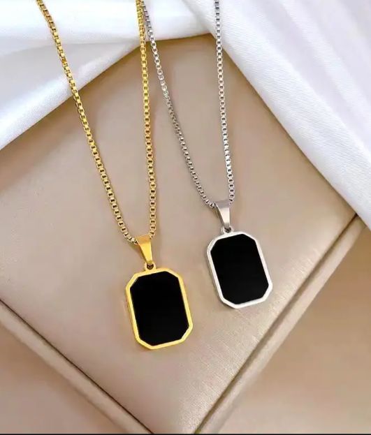 Necklaces for Men Geometric Square Pendant Wheat Box Cuban Gold/Silver Colour For Boys/Men