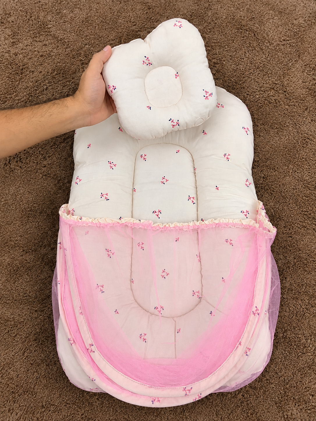 Baby Mosquito Net, Folding Baby Bed Net with Mat and Pillow, Baby Carry Nest, Sleeping Bed With Net Cover for Home Travel